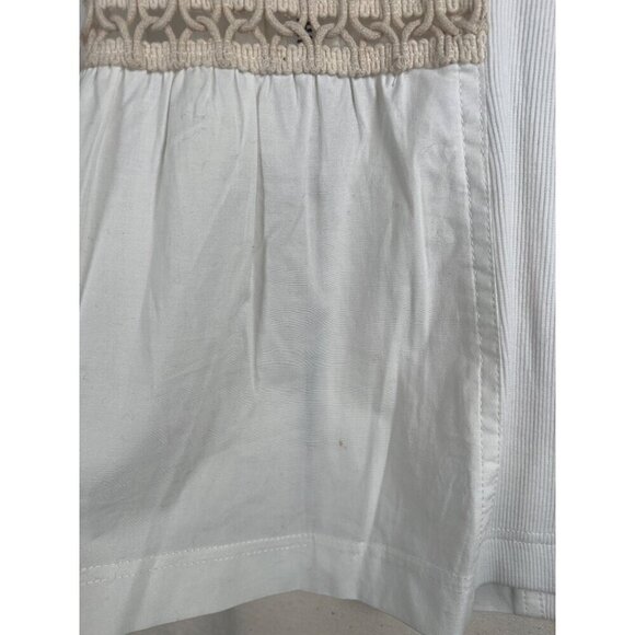 Zenergy Womens Size 0 White Zipper Jacket Top Knit insert Lace Embroidered Trim - Picture 11 of 12